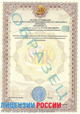 Образец сертификата соответствия (приложение) Ефремов Сертификат ISO 13485